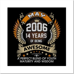 Born In MAY 2006 14 Years Of Being Awesome Birthday Posters and Art
